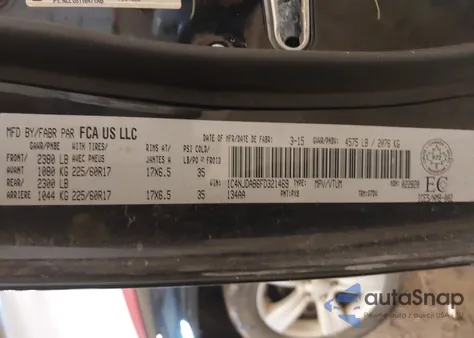 2015 Jeep Compass North from USA, damaged, VIN 1C4NJDAB6FD321469